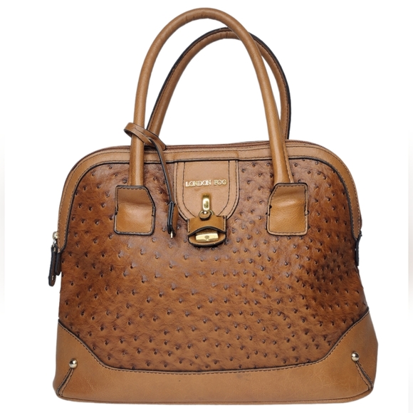 London Fog Handbags - London Fog Women's Faux Leather Ostrich Handbag Satchel